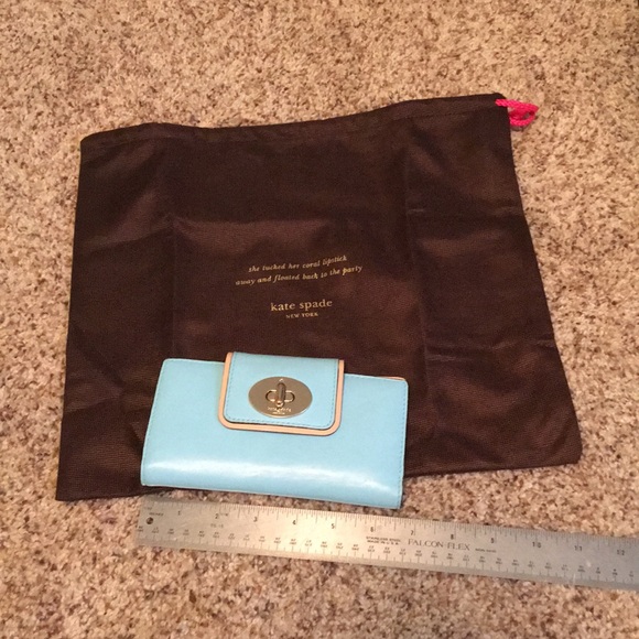 Large turquoise blue Kate spade wallet - Picture 2 of 7